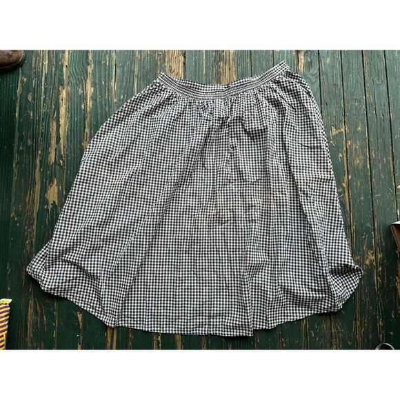 Adrienne Vittadini Woman Gingham Button Front Midi Skirt Black White Cotton Sz 3 - Picture 7 of 8